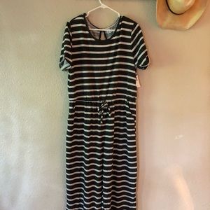 gray and white striped jumpsuit